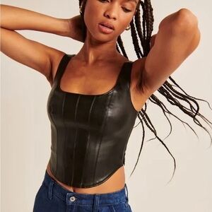 Abercrombie & Fitch Black Leather Crop Top